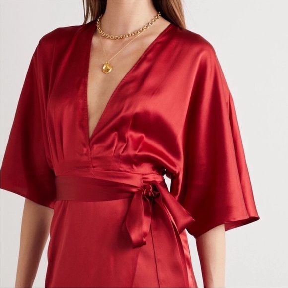 Reformation Red Silk Midi Dress - Picture 3 of 16